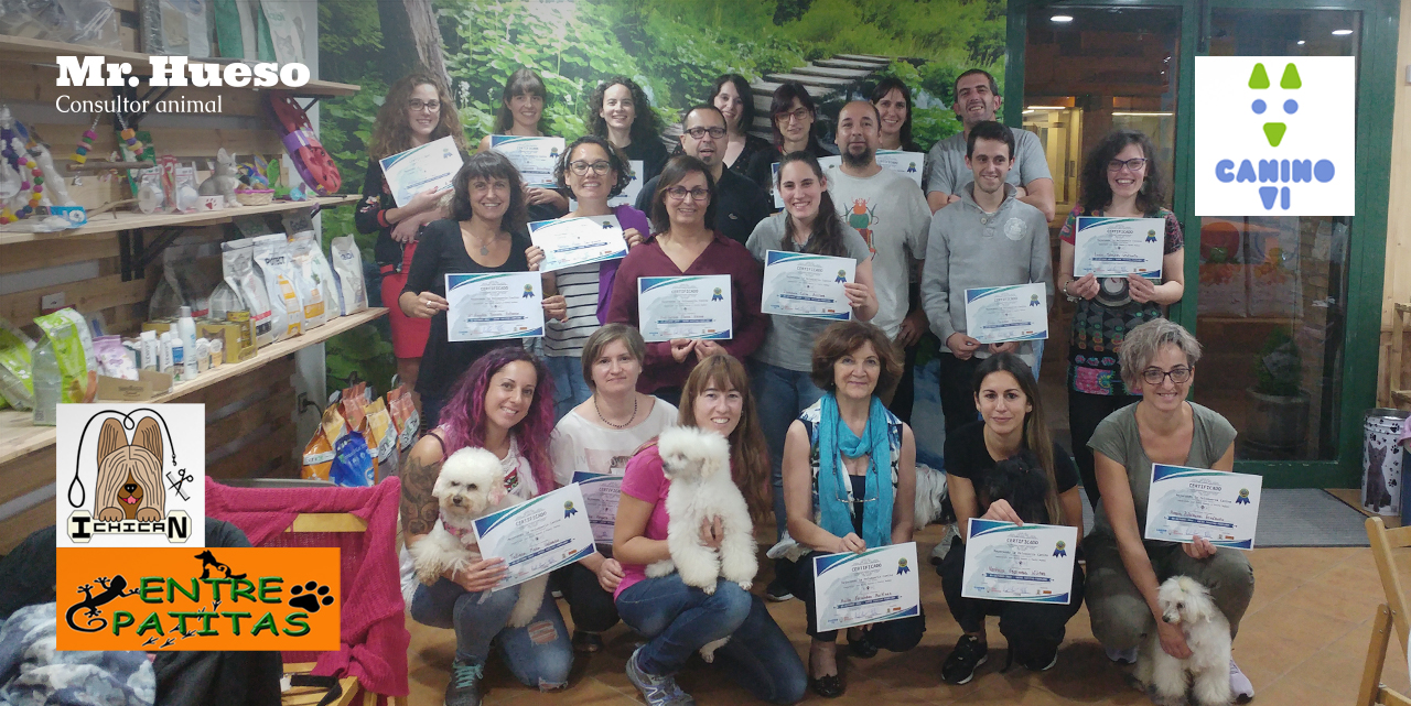 Grupo de participantes en la primera formación Mejorando la peluquería canina