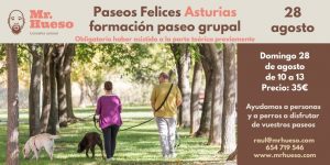 aparecen dos personas paseando con perros y la información de la actividad