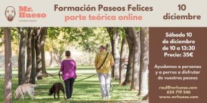 aparecen dos personas paseando con perros y la información de la actividad