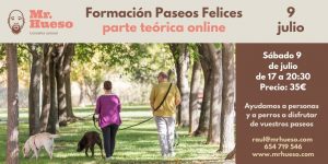 aparecen dos personas paseando con perros y la información de la actividad