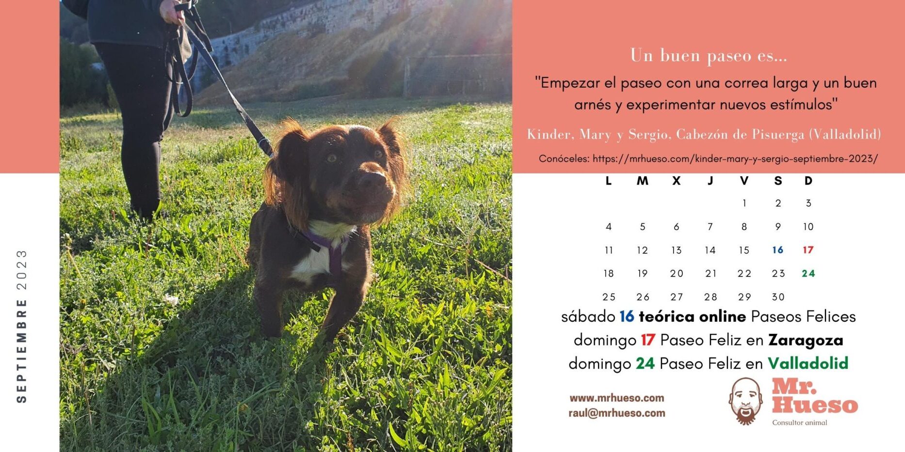 Kinder en el campo de fútbol, junto al calendario de septiembre de 2023