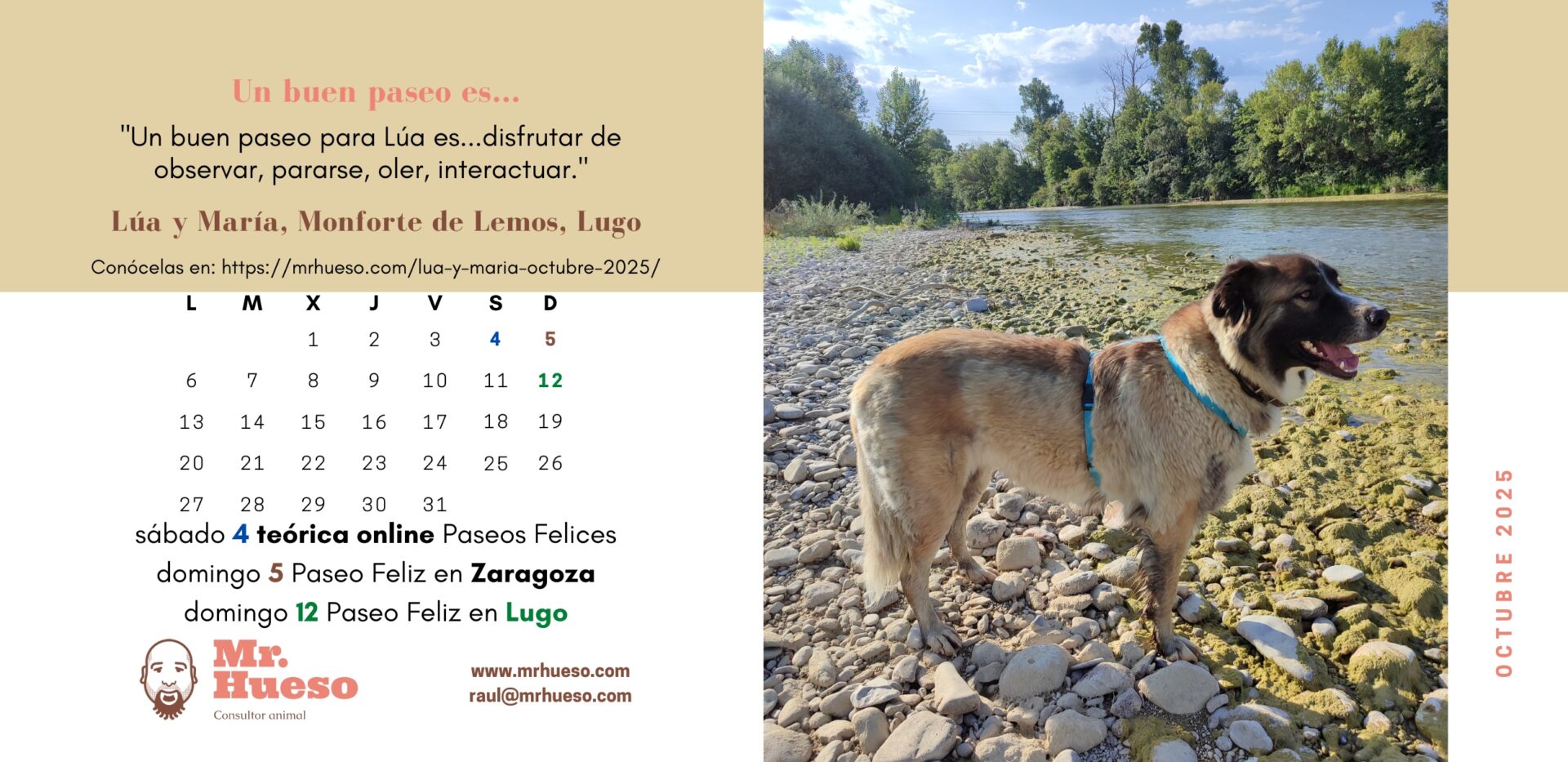 Lúa en la orilla de un río, protagonista del mes de octubre en el Calendario Mr. Hueso 2025