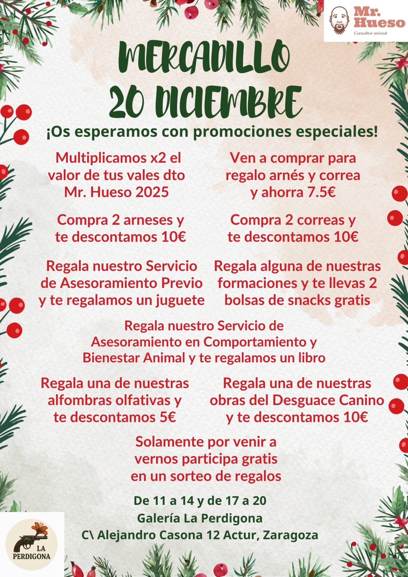 Promociones especiales para el Mercadillo navideño del 20 de diciembre en La Perdigona