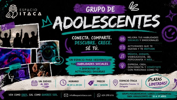 Portada Adolescentes Espacio Ítaca 2026 2027 portada grupo de adolescentes en Espacio Ítaca