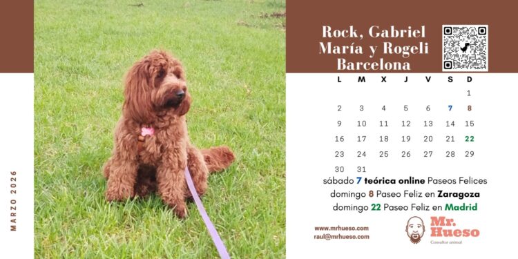 Rock y familia, marzo Calendario Mr. Hueso 2026 Rock, protagonista del mes de marzo en el Calendario Mr. Hueso 2026
